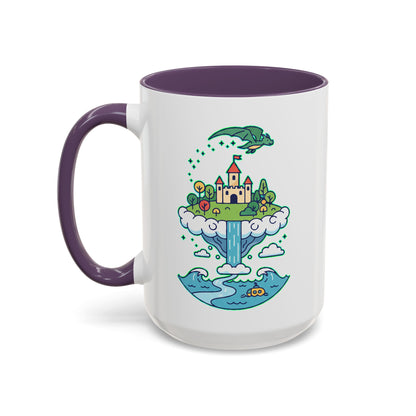 Floating Castle Dragon - Magical Fantasy Island - Color Accent Mug