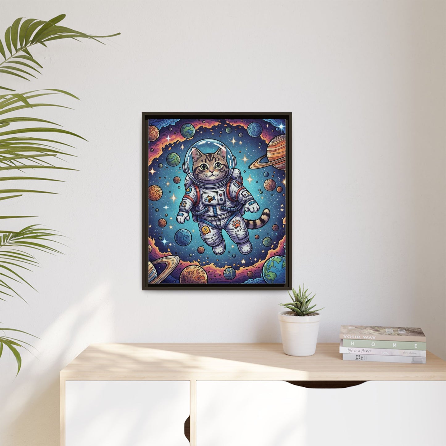 Astronaut Cat - Framed Canvas