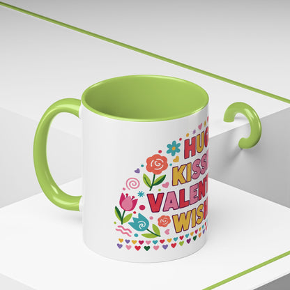 Hugs, Kisses & Valentine’s Wishes - Color Accent Mug