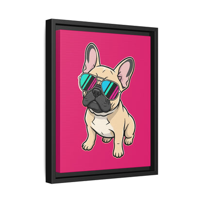 French Bulldog with Sunglasses - Framed Canvas