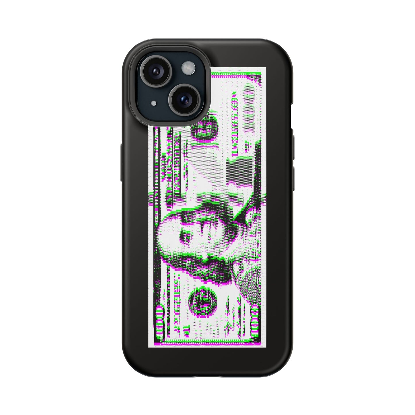 100 Dollars Bill - Green/Magenta Glitch - Magnetic Phone Case