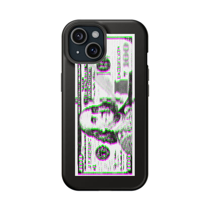 100 Dollars Bill - Green/Magenta Glitch - Magnetic Phone Case