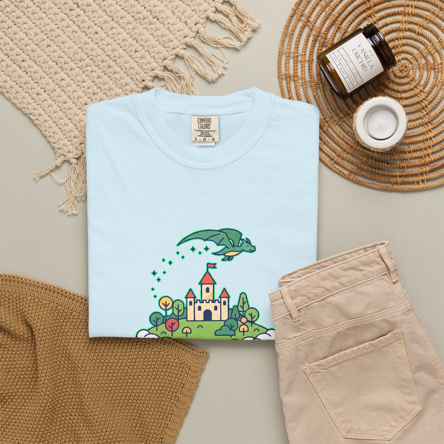 Floating Castle Dragon - Magical Fantasy Island - T-Shirt