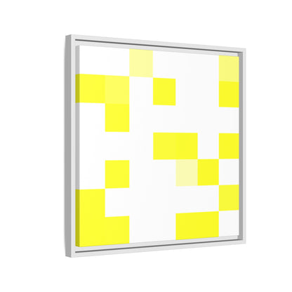 Yellow Pixel Grid - Framed Canvas