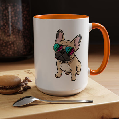 French Bulldog with Sunglasses - Color Accent Mug