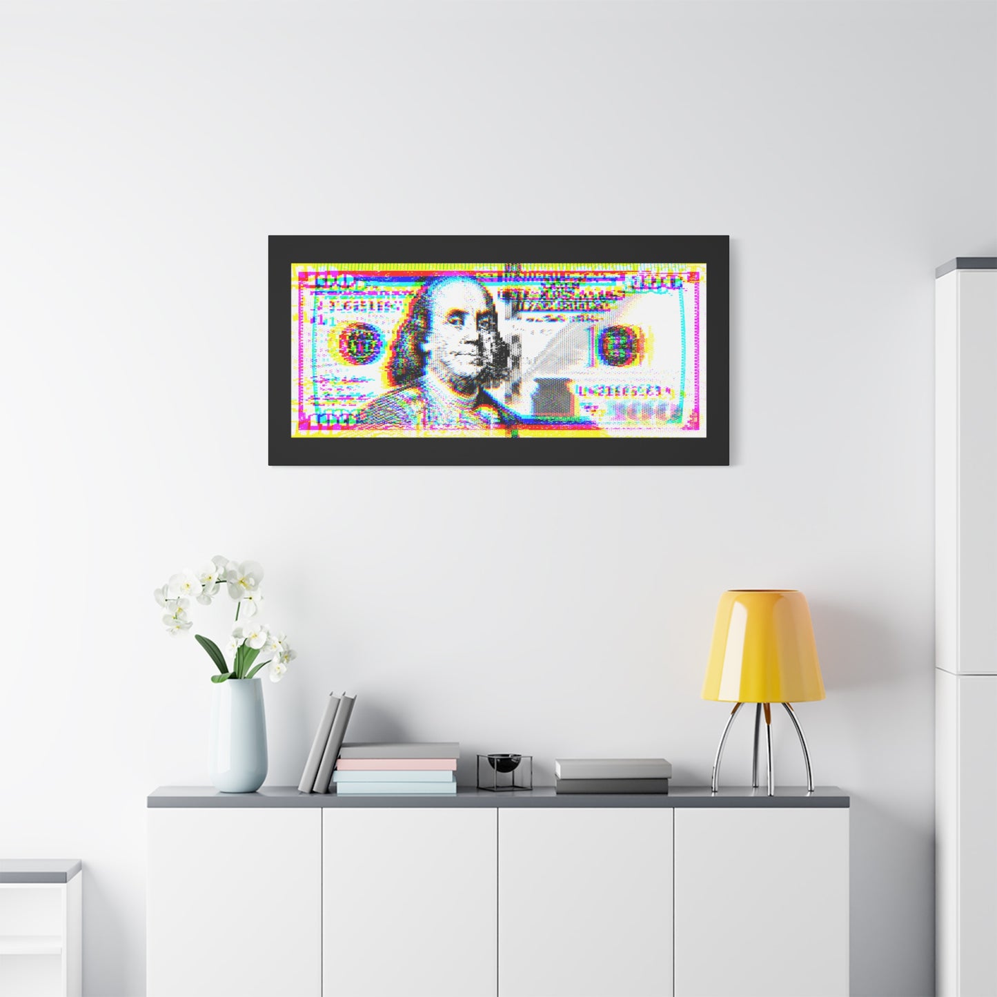 100 Dollars Bill - Neon Color Explosion - Canvas