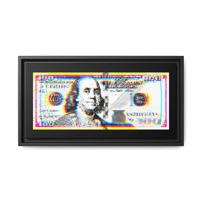 100 Dollars Bill - Neon Color Explosion - Framed Canvas