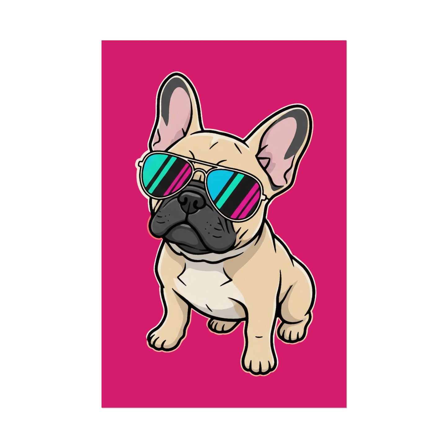 French Bulldog with Sunglasses - Poster