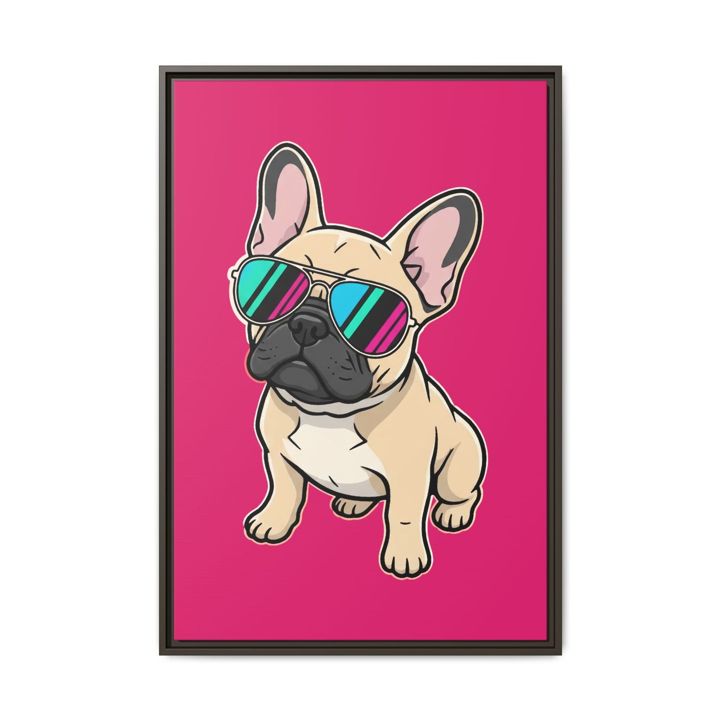 French Bulldog with Sunglasses - Framed Canvas