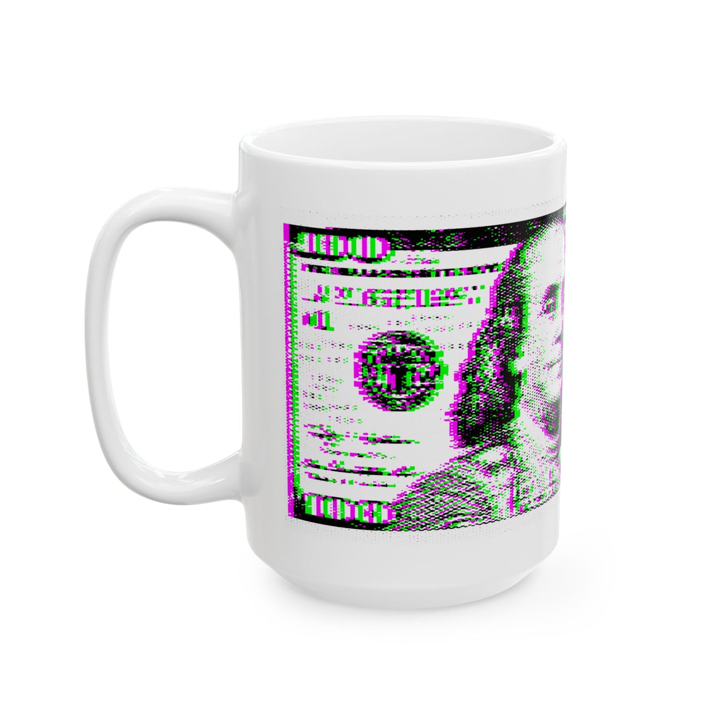 100 Dollars Bill - Green/Magenta Glitch - Mug