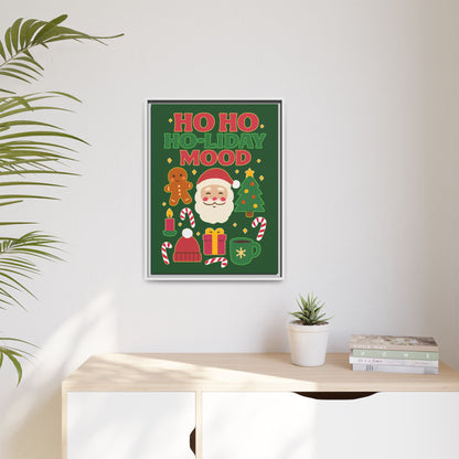 Framed Canvas Art, Festive Holiday, Cheerful Wall Art for Christmas, Santa Decor, Ho Ho Ho Seasonal Gift, Holiday Mood Wall Art
