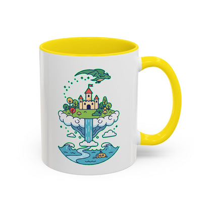 Floating Castle Dragon - Magical Fantasy Island - Color Accent Mug