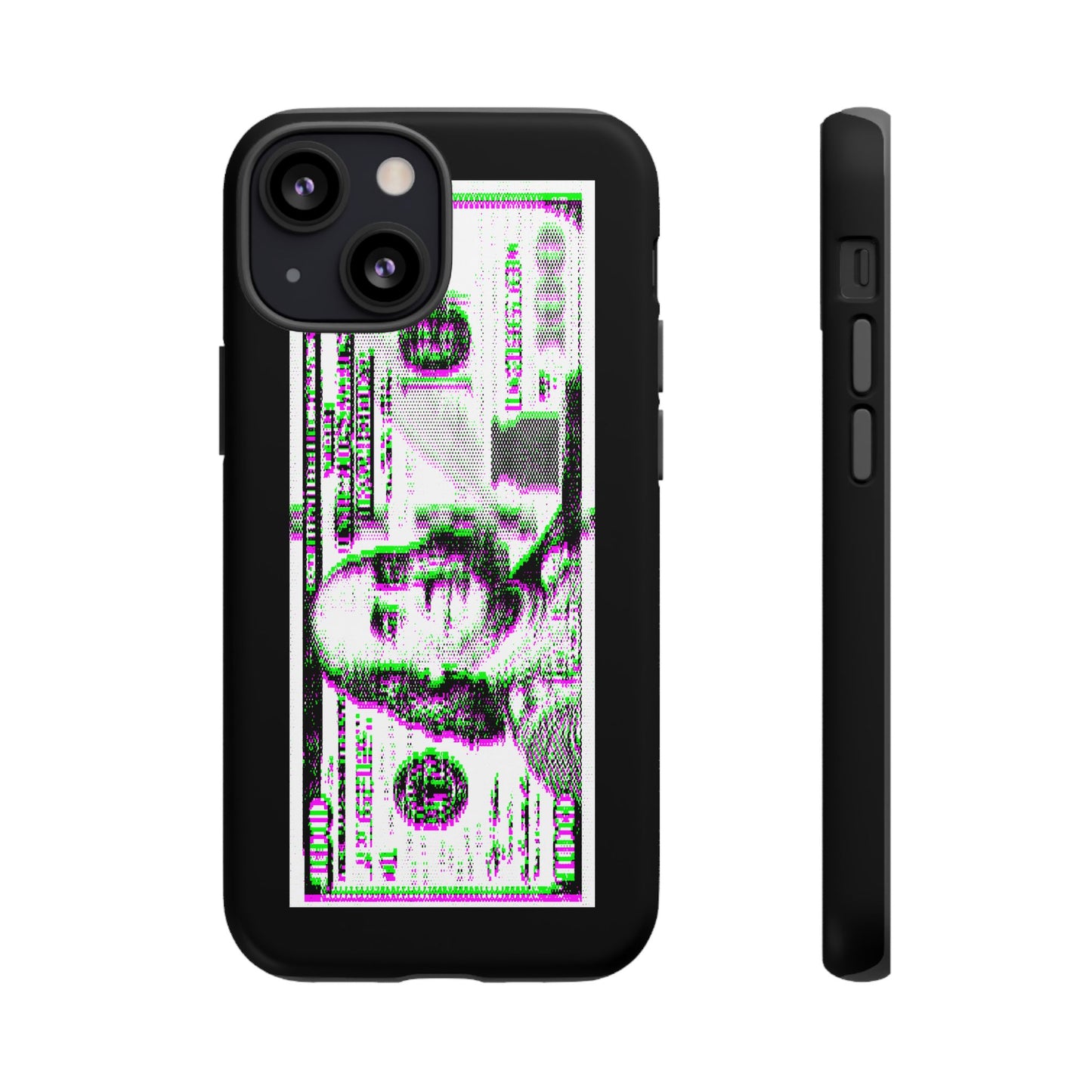 100 Dollars Bill - Green/Magenta Glitch - Phone Case