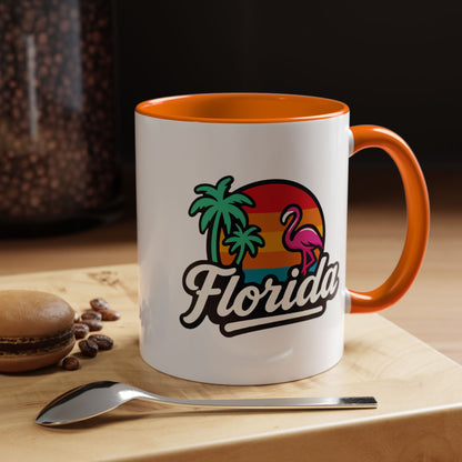 Florida Sunset Palm - Color Accent Mug