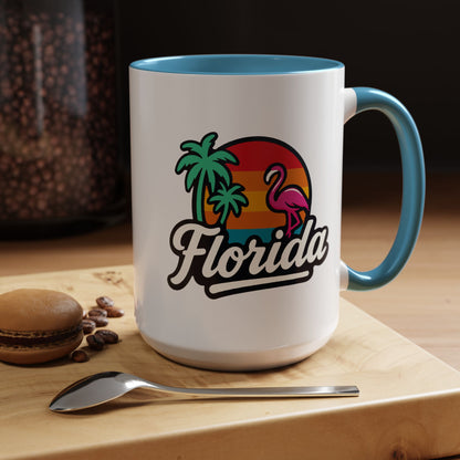 Florida Sunset Palm - Color Accent Mug