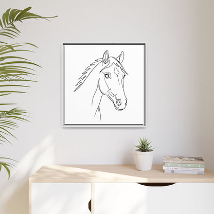 Horse Portrait Sketch - Framed Canvas