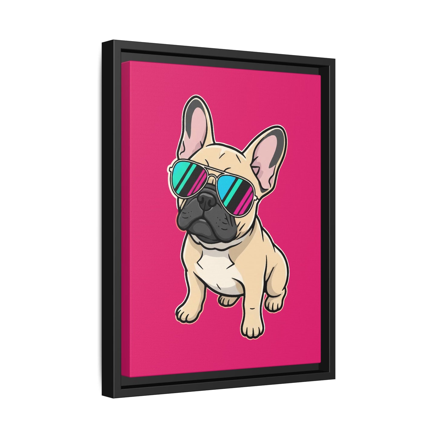 French Bulldog with Sunglasses - Framed Canvas