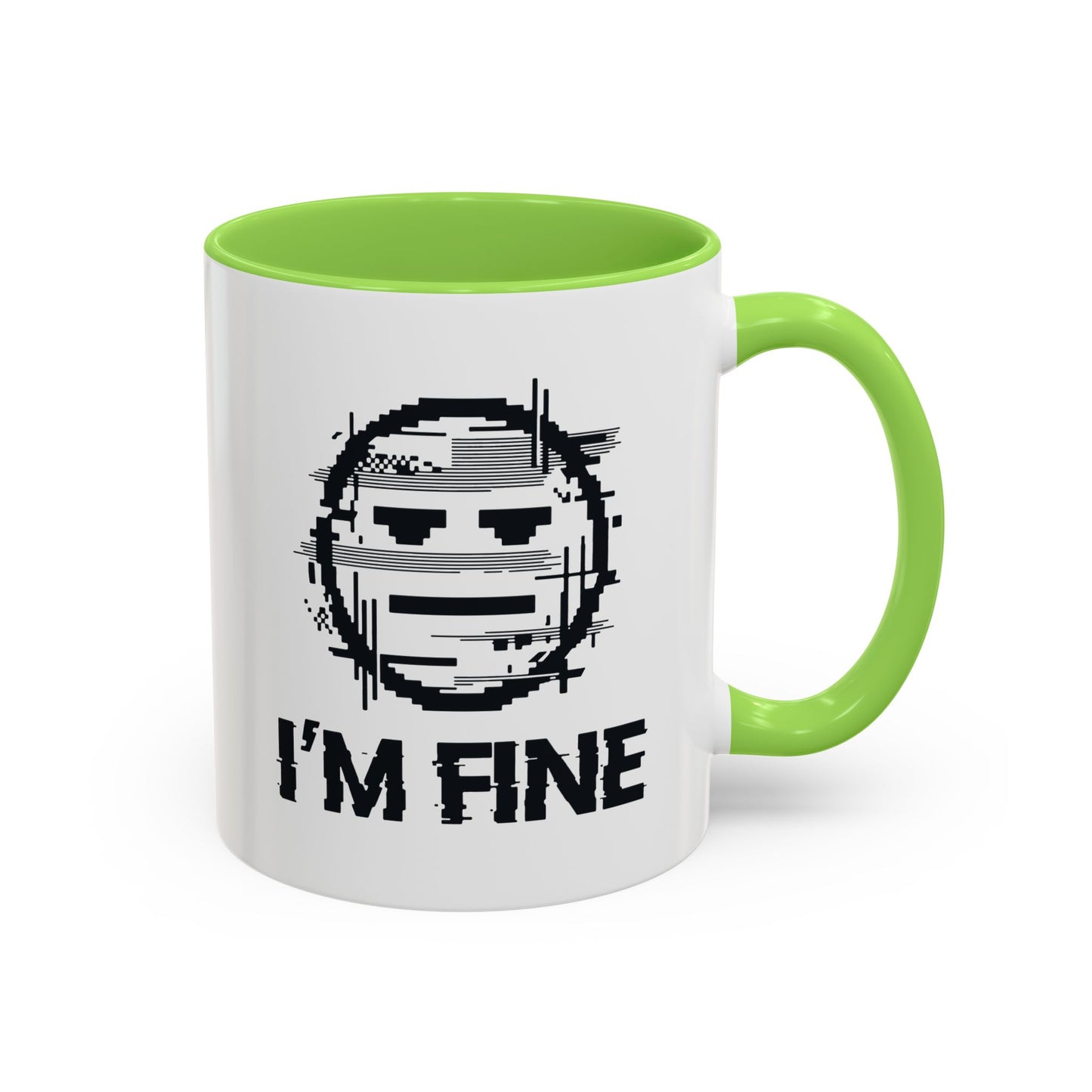 I’m Fine Glitched Smiley - Color Accent Mug
