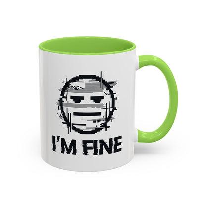 I’m Fine Glitched Smiley - Color Accent Mug