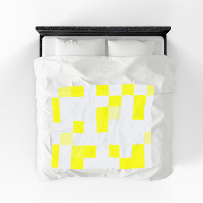 Yellow Pixel Grid - Plush Blanket