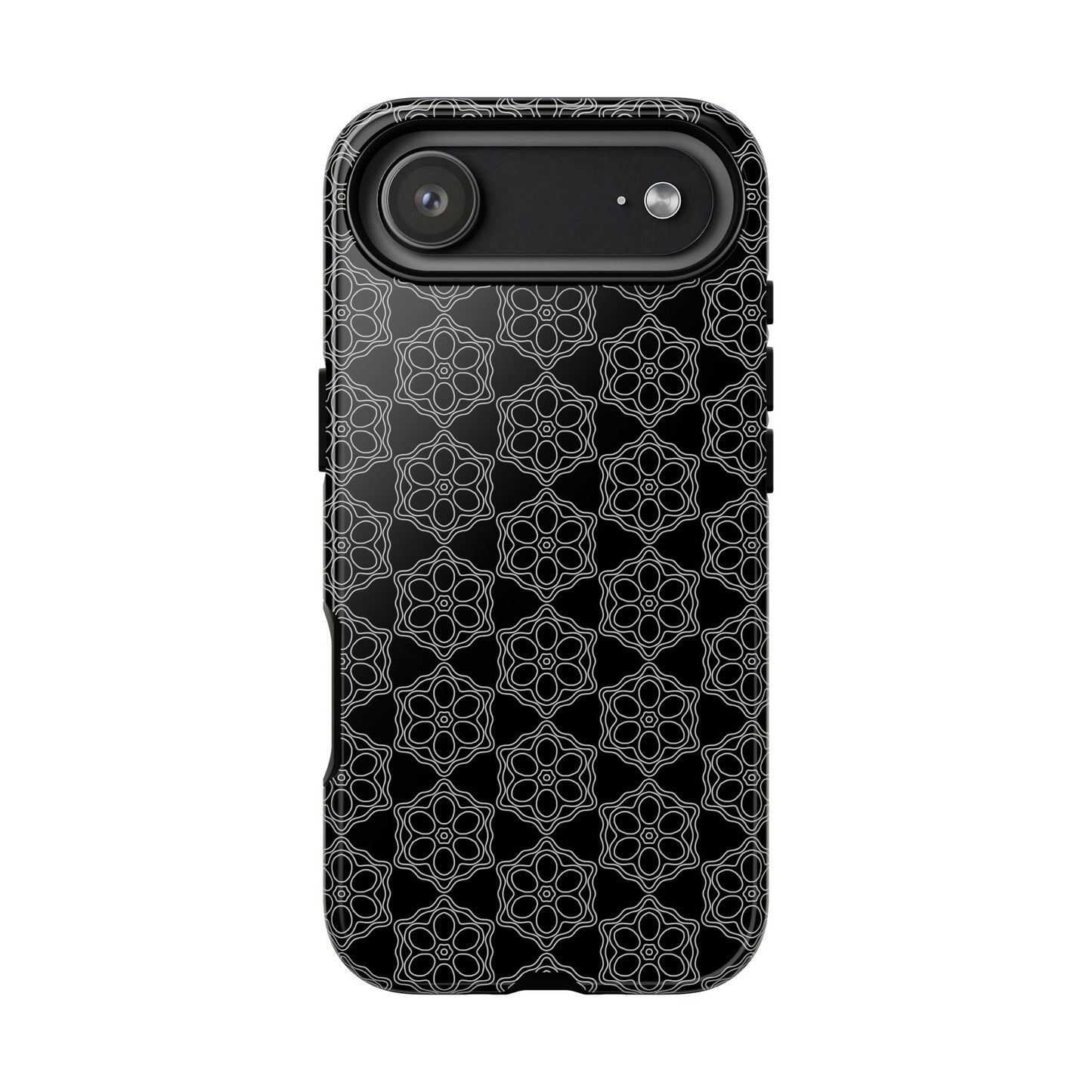 Geometric Pattern Phone Case, Dark Floral Case for Tough Protection, Stylish Smartphone Accessory, Gift for Tech Lovers, Trendy Mobile Cover