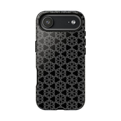Geometric Pattern Phone Case, Dark Floral Case for Tough Protection, Stylish Smartphone Accessory, Gift for Tech Lovers, Trendy Mobile Cover