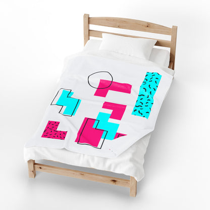 Retro Geometric Vibes - Plush Blanket