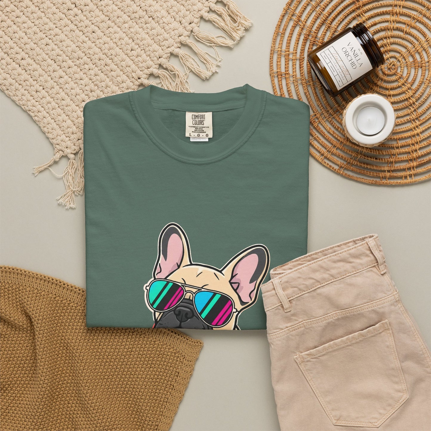 French Bulldog with Sunglasses - T-Shirt