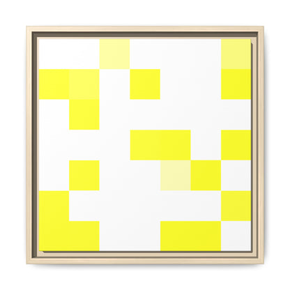 Yellow Pixel Grid - Framed Canvas
