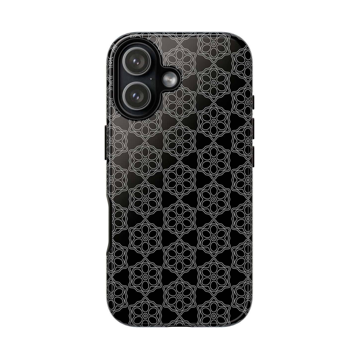 Geometric Pattern Phone Case, Dark Floral Case for Tough Protection, Stylish Smartphone Accessory, Gift for Tech Lovers, Trendy Mobile Cover