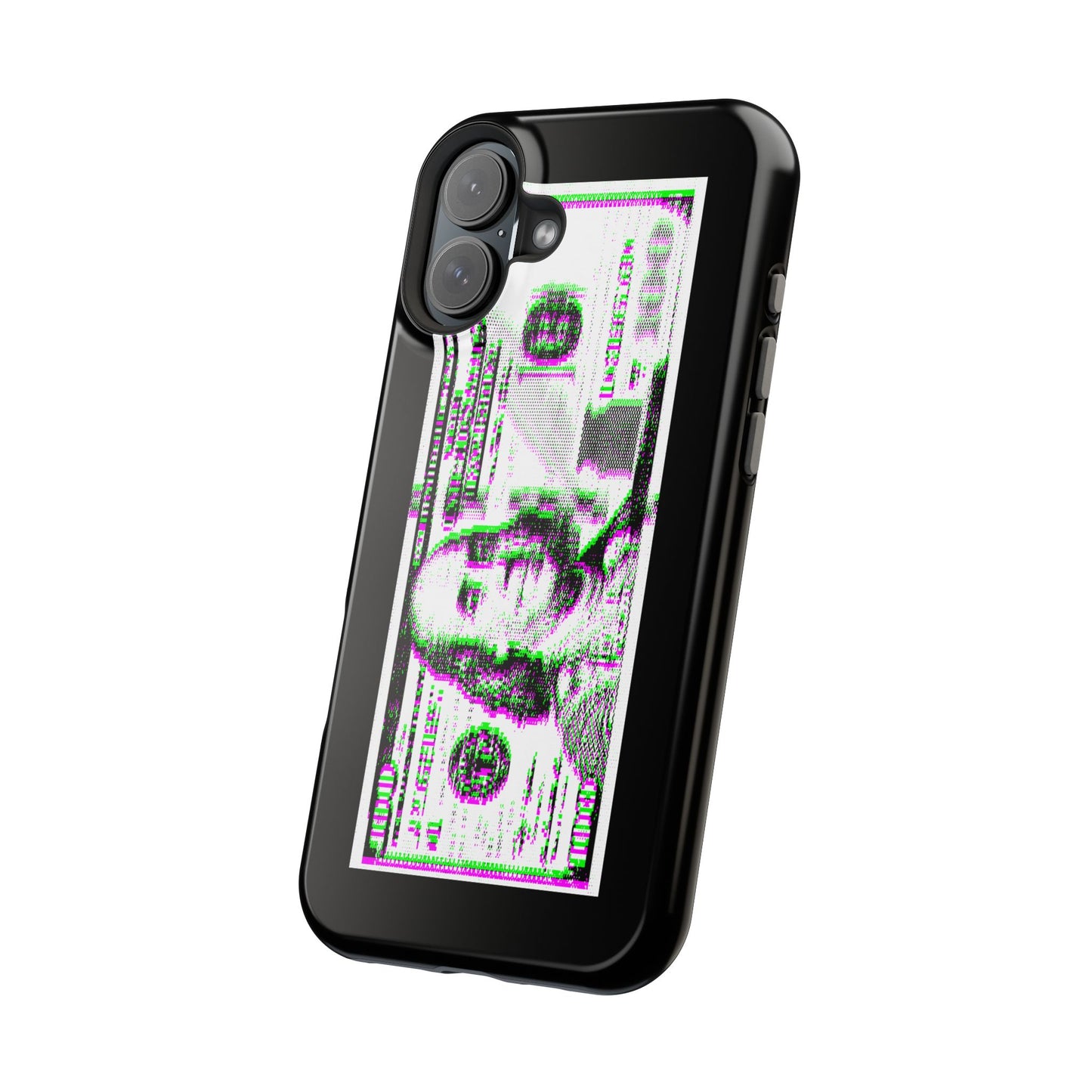 100 Dollars Bill - Green/Magenta Glitch - Magnetic Phone Case