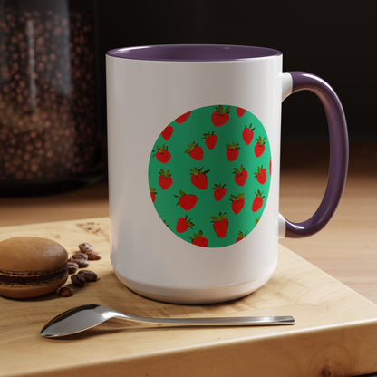 Strawberry Pattern - Color Accent Mug