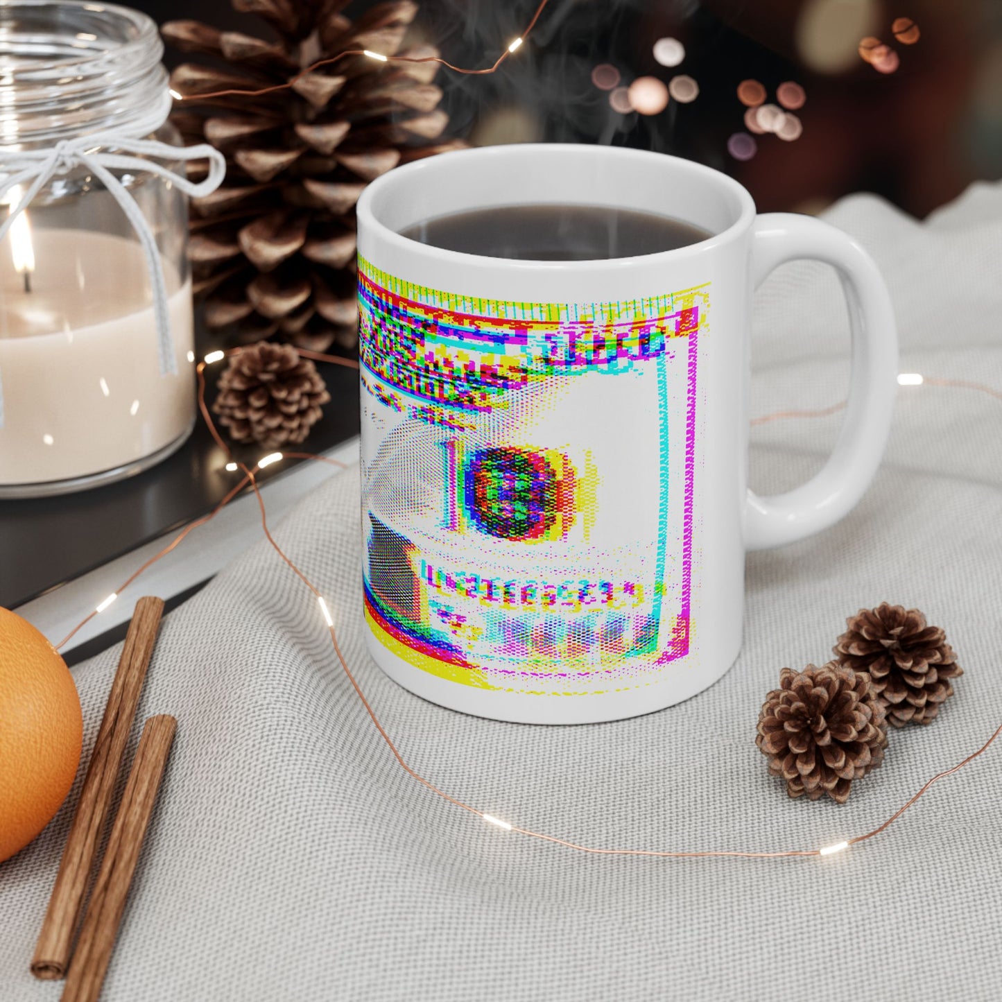 100 Dollars Bill - Neon Color Explosion - Mug