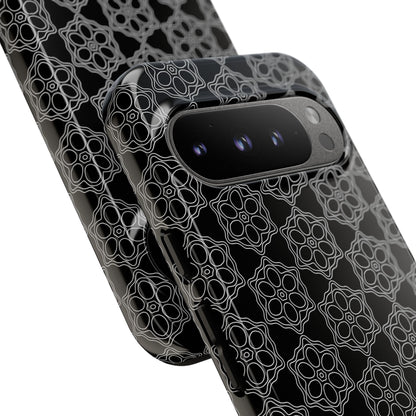 Geometric Pattern Phone Case, Dark Floral Case for Tough Protection, Stylish Smartphone Accessory, Gift for Tech Lovers, Trendy Mobile Cover