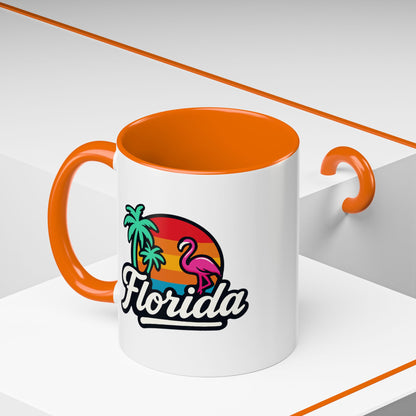 Florida Sunset Palm - Color Accent Mug