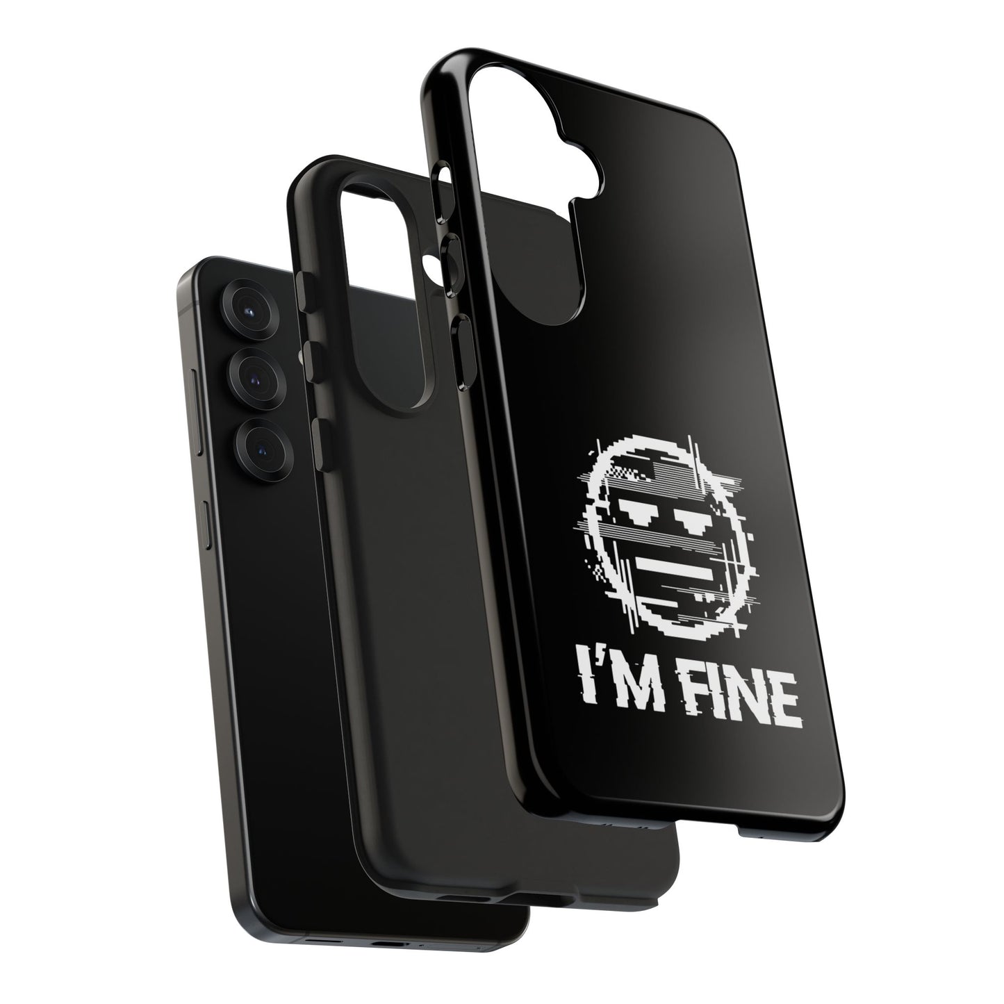 I’m Fine Glitched Smiley - Phone Case