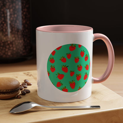 Strawberry Pattern - Color Accent Mug