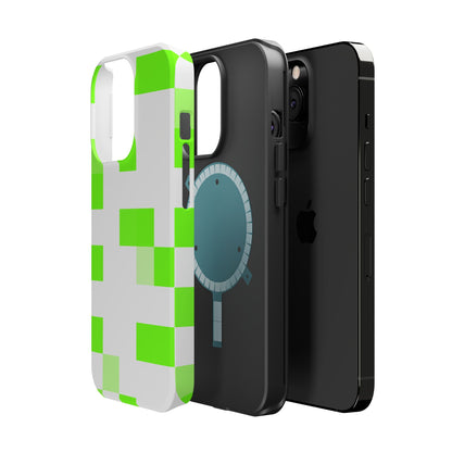 Lime Green Pixel Grid - Magnetic Phone Case