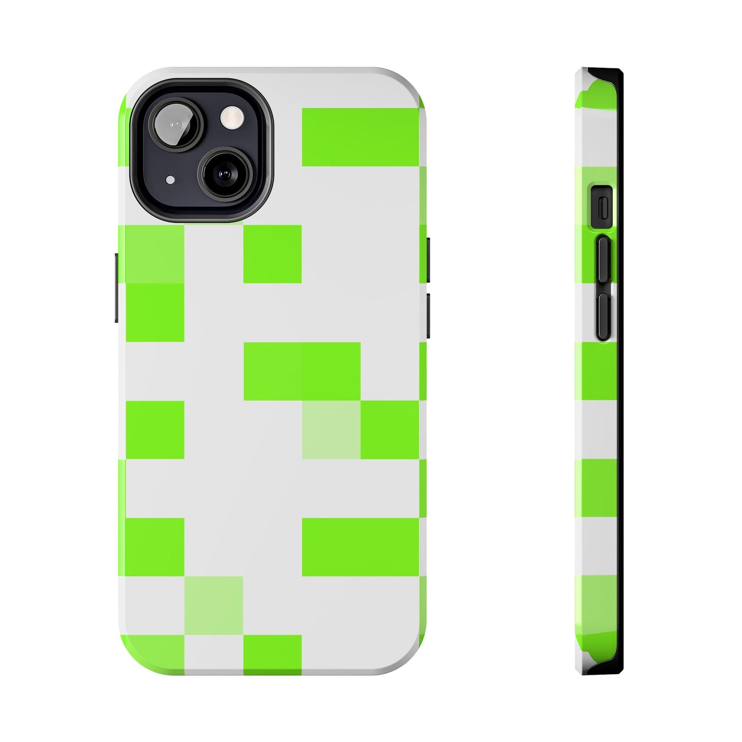 Lime Green Pixel Grid - Phone Case