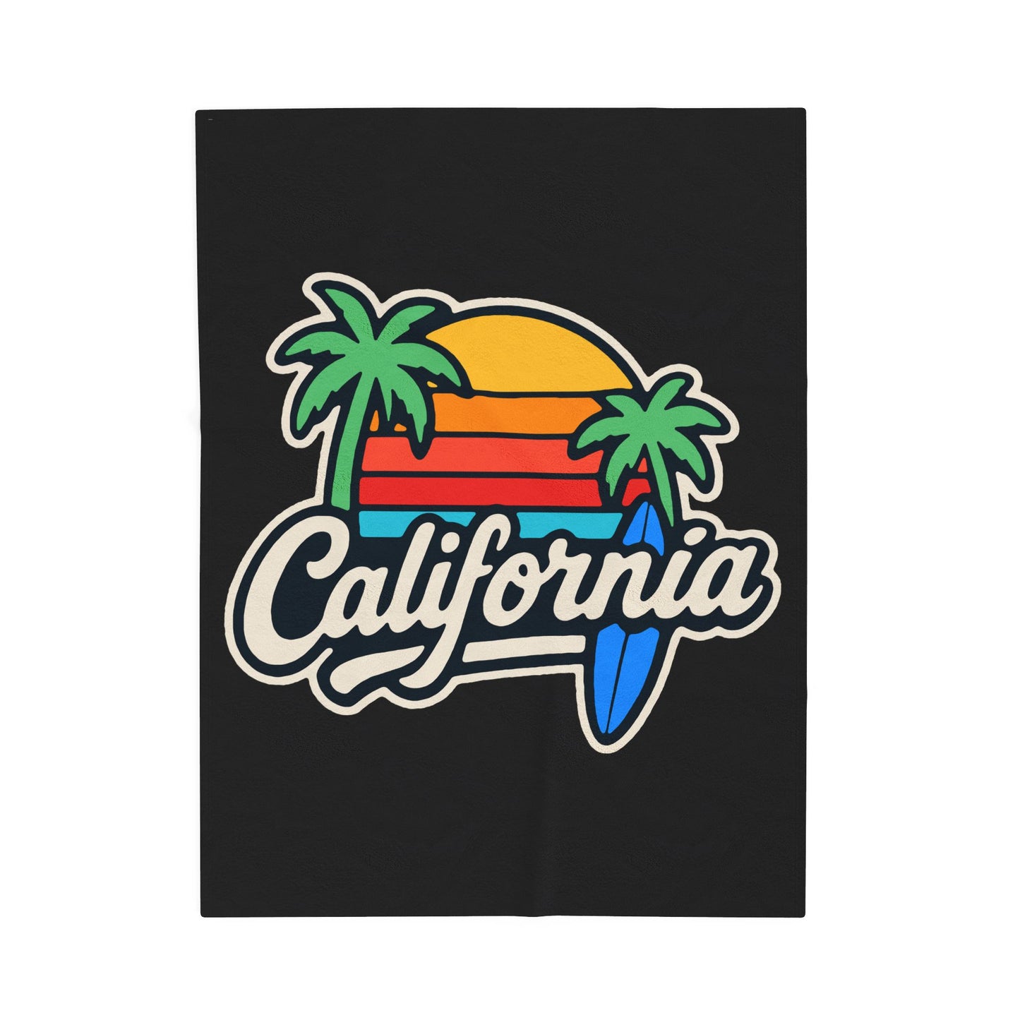 California Sunset Velveteen Plush Blanket, Cozy Beach Vibes, Soft Gift for Surfers, Home Decor, Travel, Camping