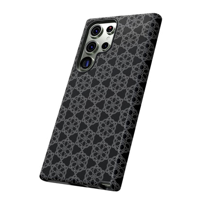 Geometric Pattern Phone Case, Dark Floral Case for Tough Protection, Stylish Smartphone Accessory, Gift for Tech Lovers, Trendy Mobile Cover