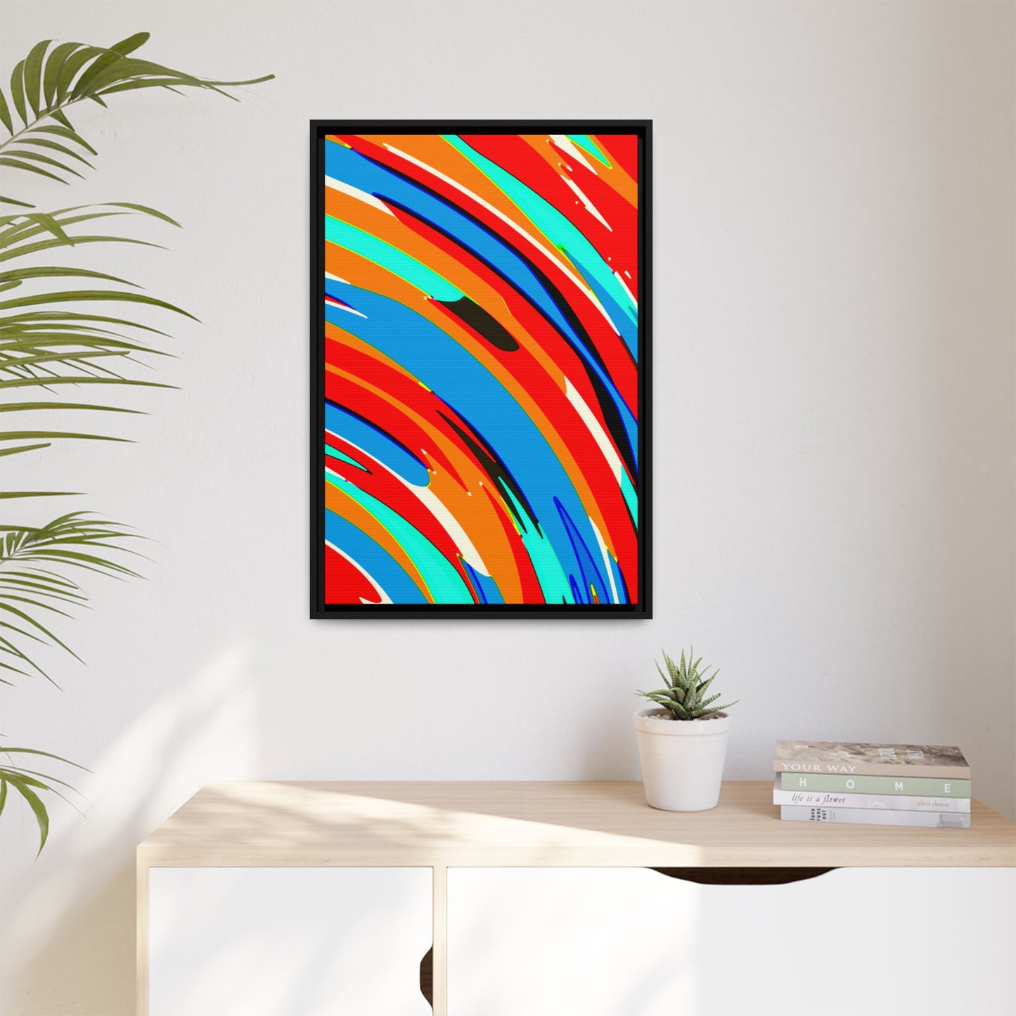 Abstract Rainbow Swirl Arc - Framed Canvas