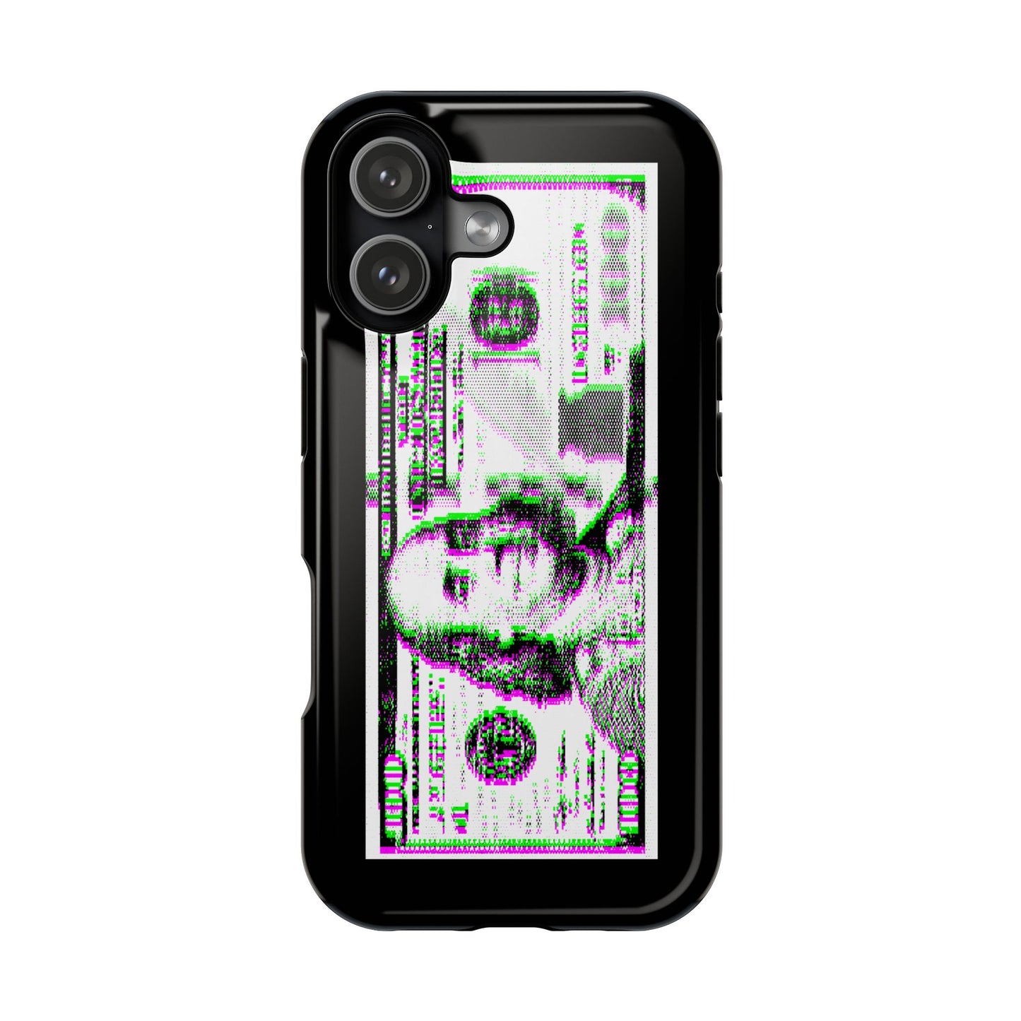 100 Dollars Bill - Green/Magenta Glitch - Magnetic Phone Case
