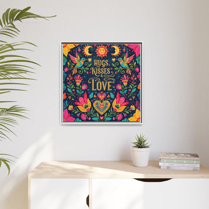 Hugs, Kisses & Love - Framed Canvas
