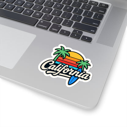 California Vibe Kiss-Cut Stickers, Surf, Beach Decor, Laptop, Travel, Gift Ideas