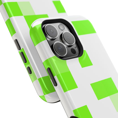 Lime Green Pixel Grid - Magnetic Phone Case