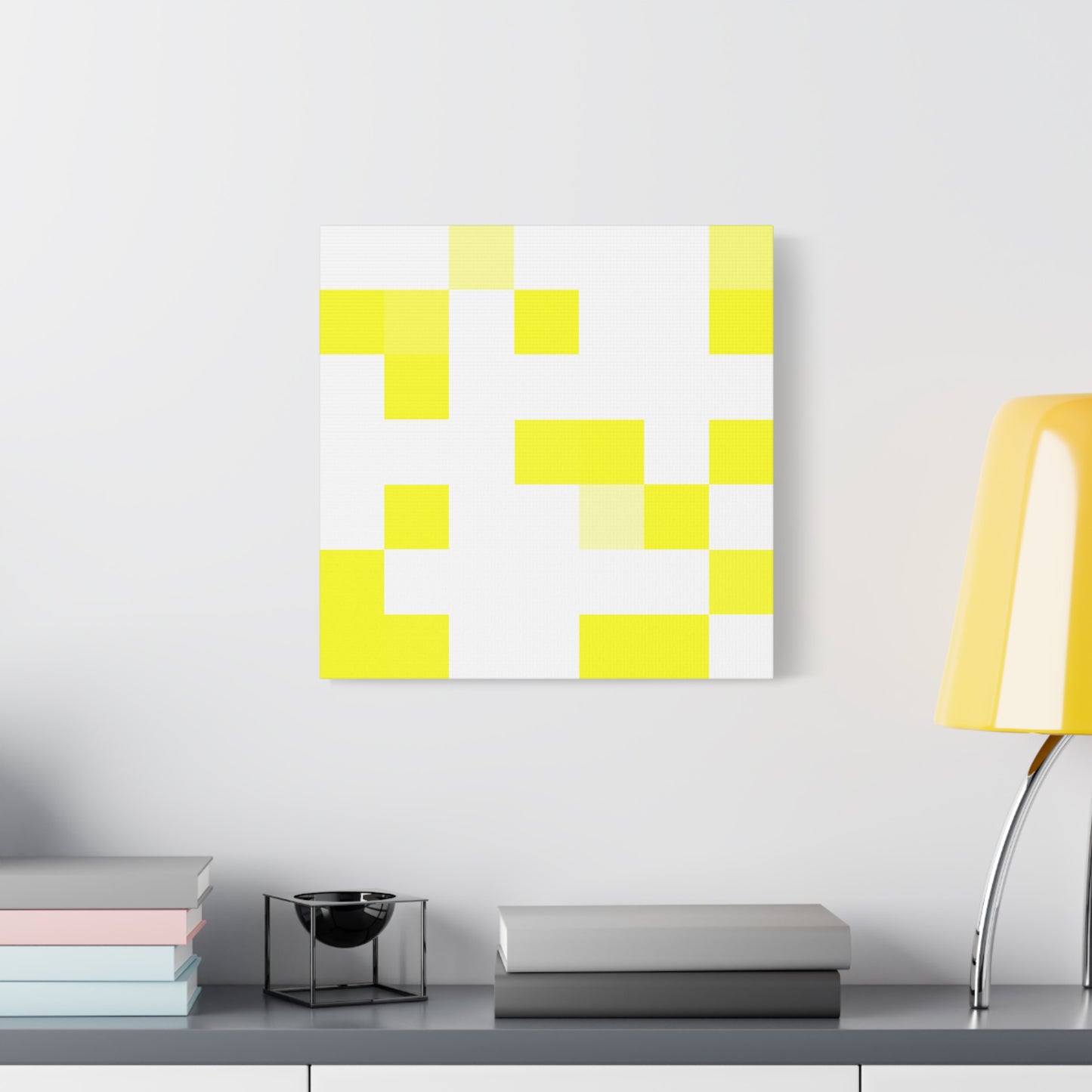 Yellow Pixel Grid - Canvas