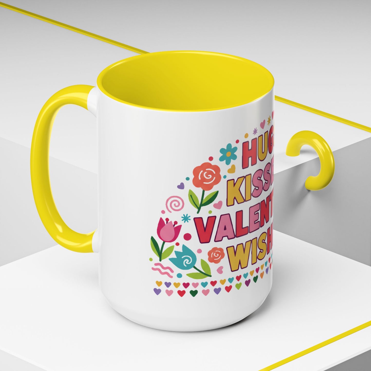 Hugs, Kisses & Valentine’s Wishes - Color Accent Mug