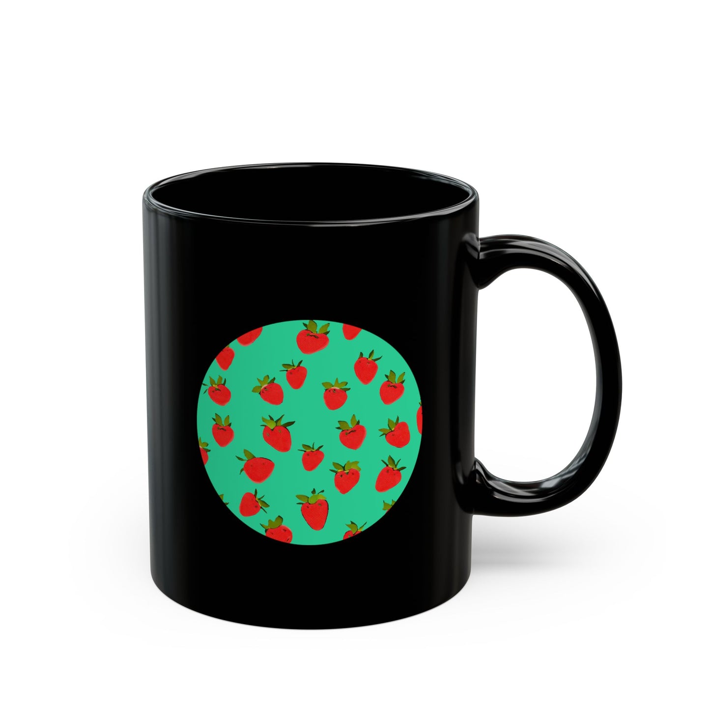 Strawberry Pattern - Black Mug