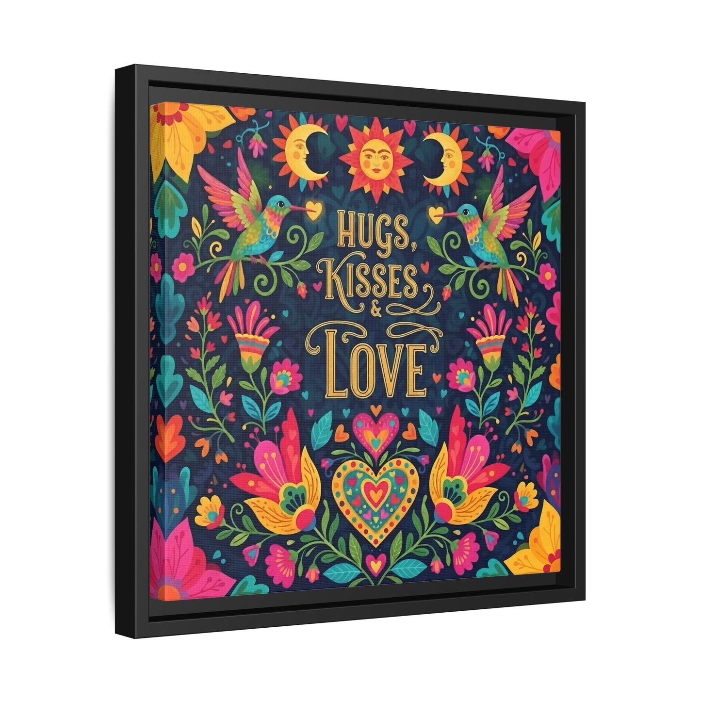 Hugs, Kisses & Love - Framed Canvas